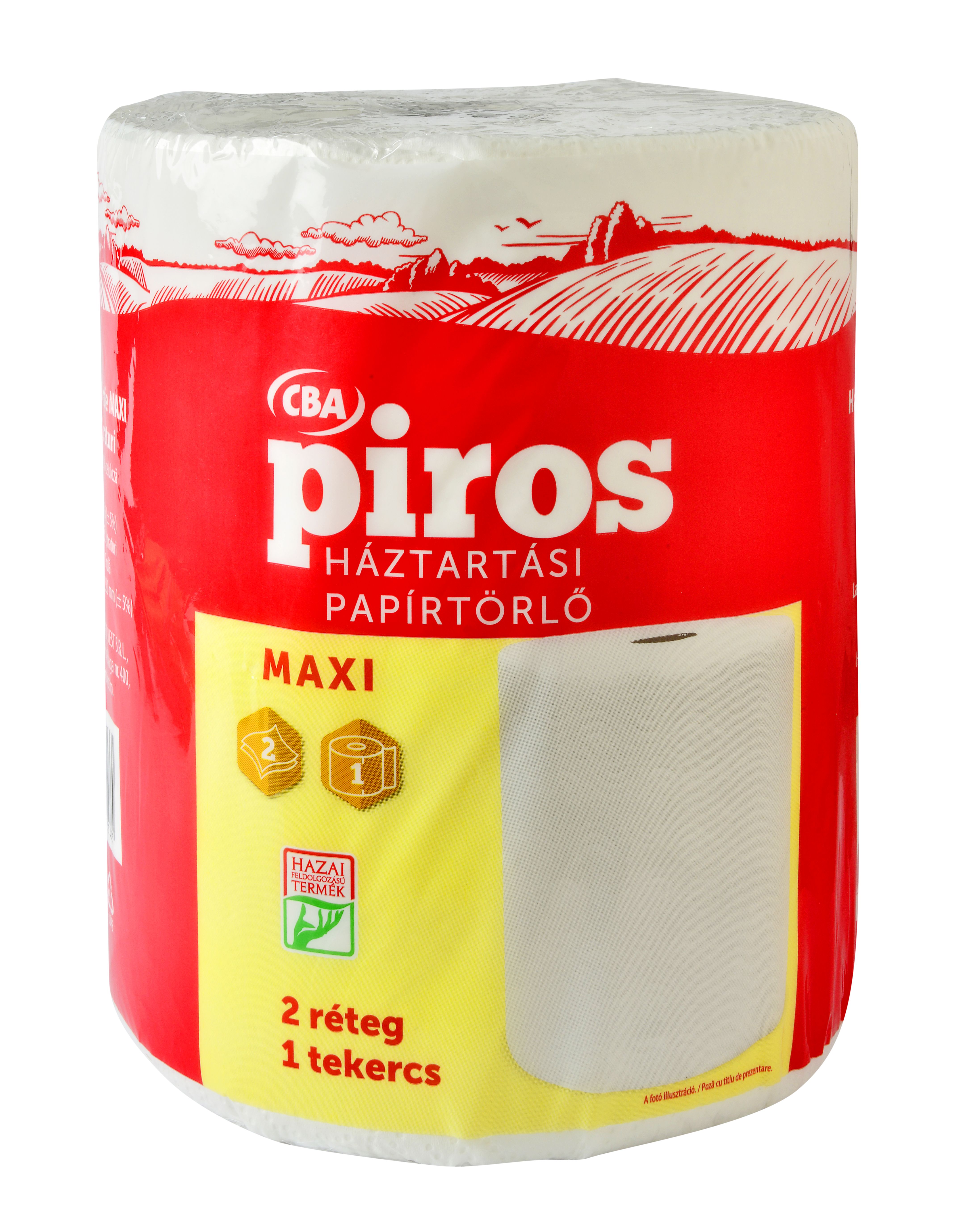 CBA Piros kéztörlő 2 rétegű 1 tekercs MAXI